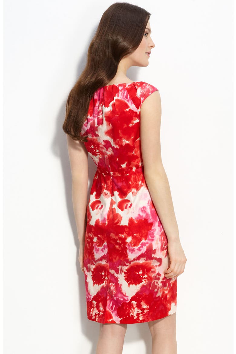 Print Stretch Cotton Sheath Dress, Alternate, color, PINK MULTI
