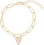 Adornia Heart Pendant Paperclip Chain Bracelet