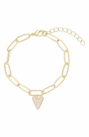 Heart Pendant Paperclip Chain Bracelet