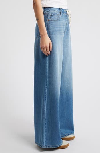 Drawstring High Waist Wide Leg Jeans