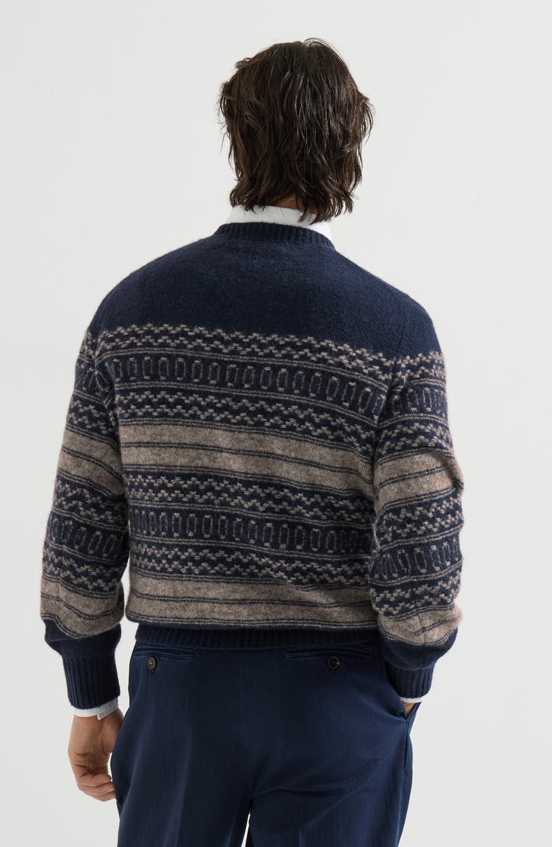 Brunello Cucinelli Alpaca, cashmere and wool nordic jacquard sweater, Alternate, color, Chestnut