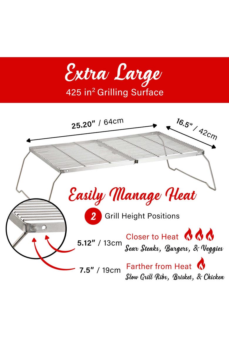 25x17" Stainless Steel Portable Campfire Grill, Alternate, color, Silver