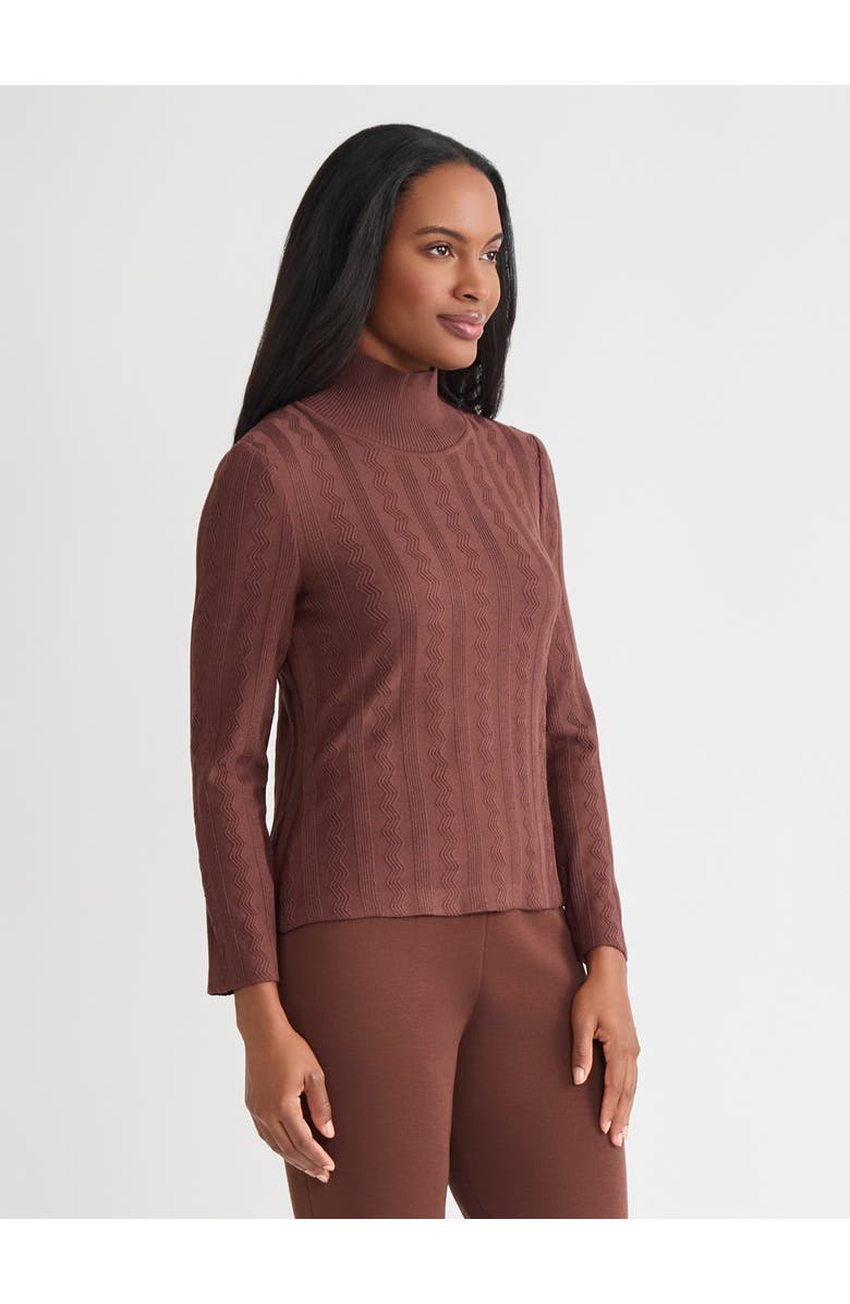 Misook Mock Neck Tonal Soft Knit Top, Alternate, color, Truffle