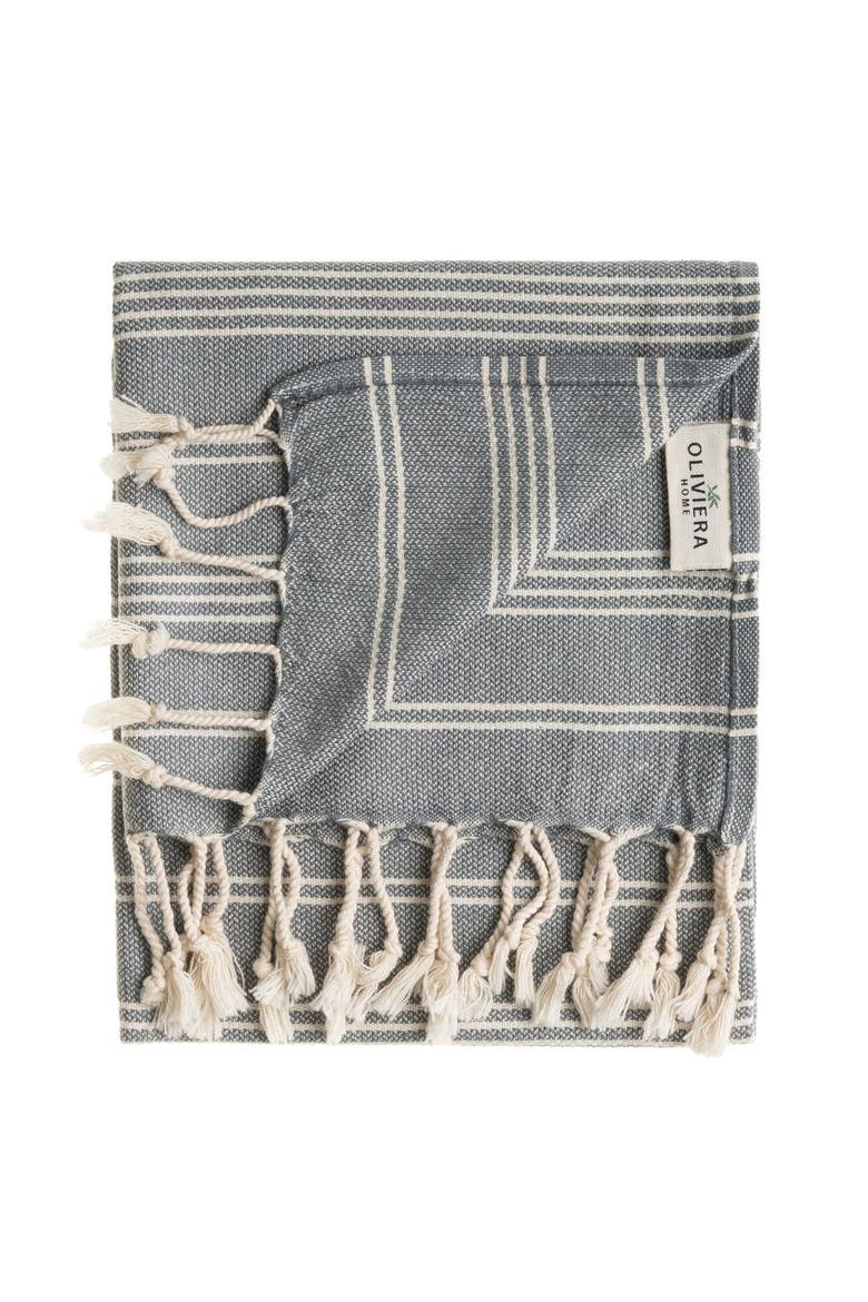 Essential Stripe Turkish Cotton Bath and Hand Towel - Set, Alternate, color, Gray