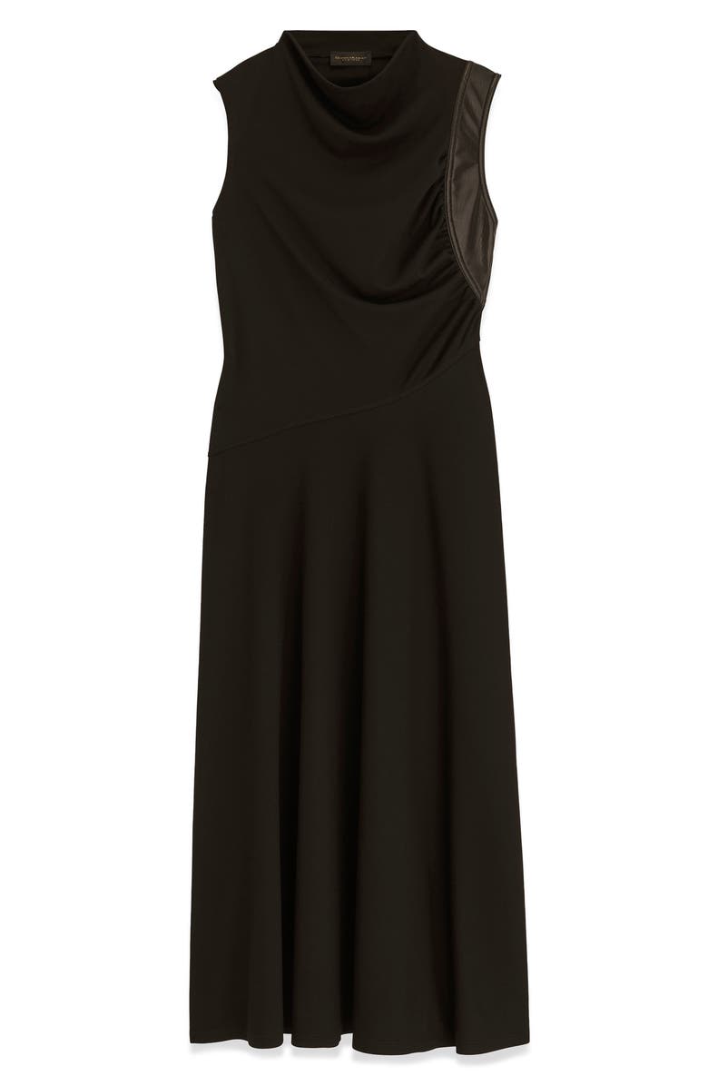 Donna Karan New York Faux Leather Trim Midi Dress, Alternate, color, 