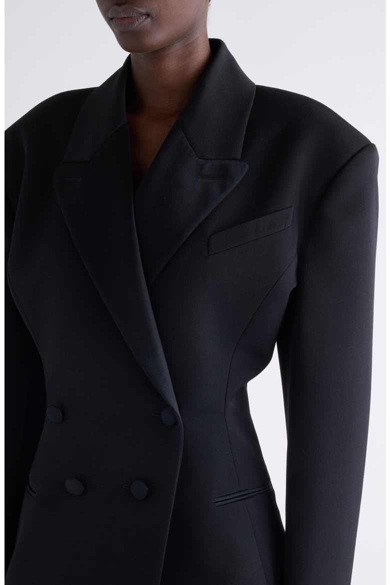 Pleated Back Wool Smoking Jacket, Alternate, color, BLACK