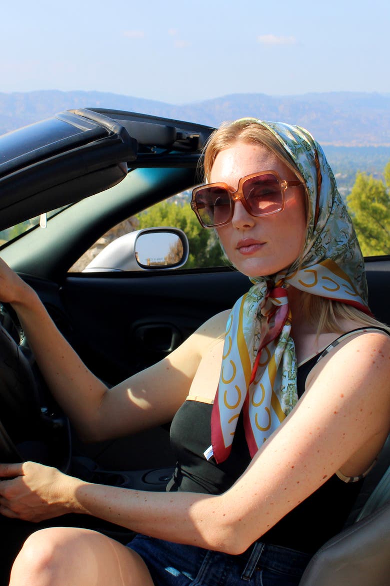 Large Silk Scarf, Alternate, color, Horse Shoe