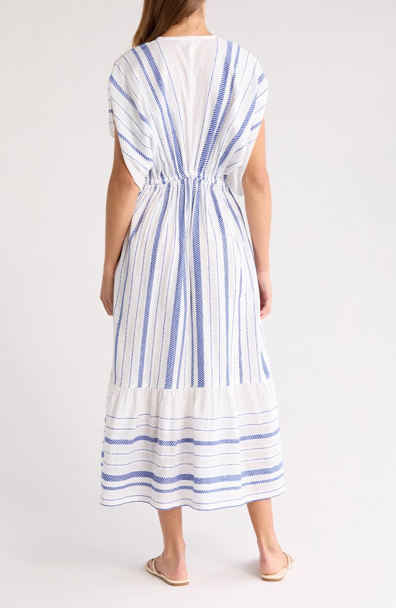 lemlem Leila Embroidered Cotton Blend Cover-Up Sundress, Alternate, color, Tiki Azure