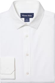 Mizzen+Main Newport Solid White Knit Cotton Blend Button-Up Shirt