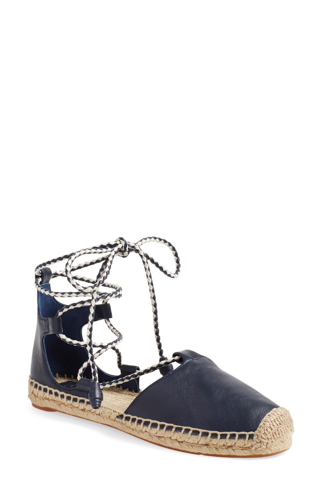 Tory Burch 'Positano' Lace-Up Espadrille Flat, Main, color, 