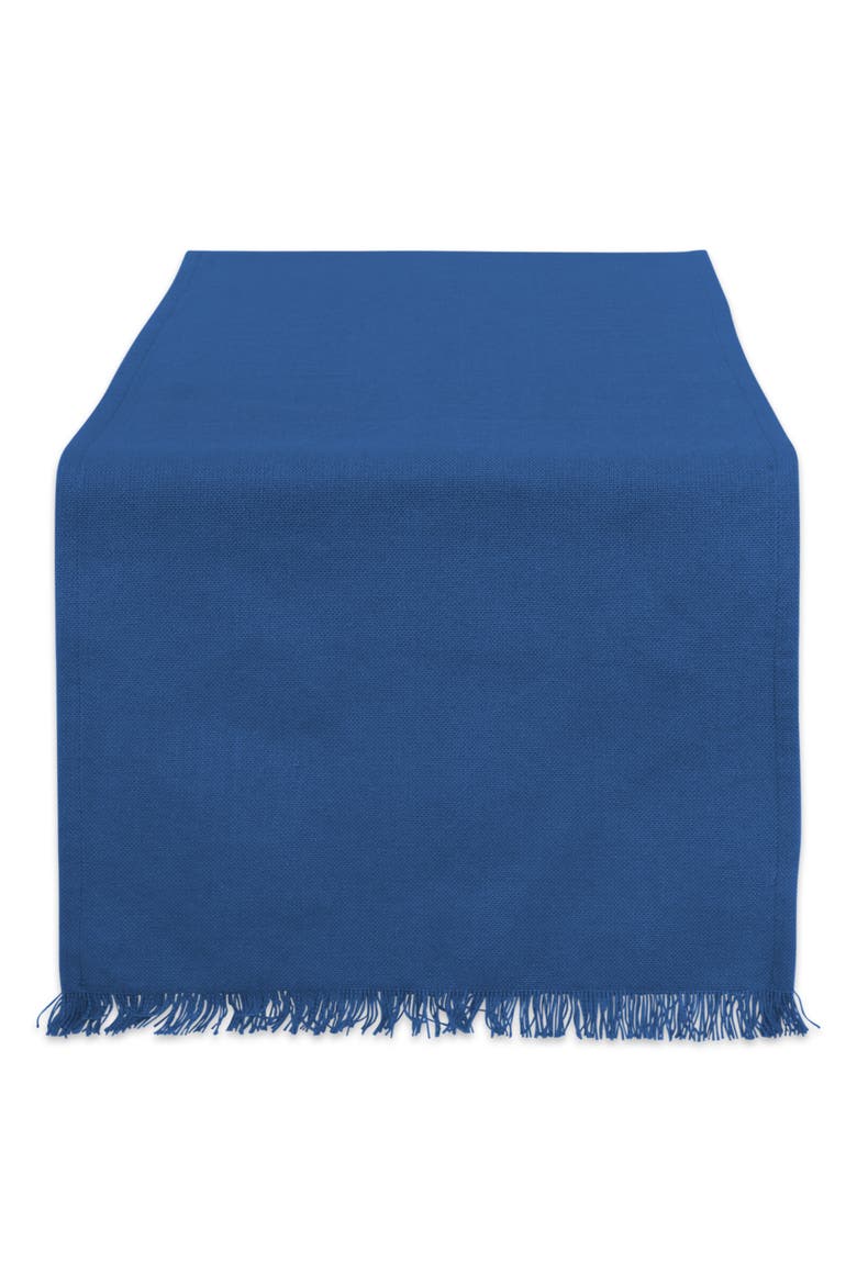Solid Heavyweight Fringed Table Runner, Main, color, Navy