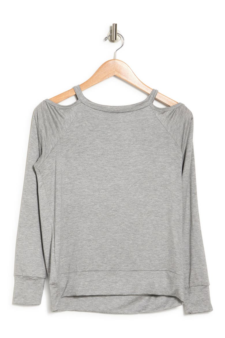 Cold Shoulder Knit Sweater, Alternate, color, CHARCOAL PRINT 3