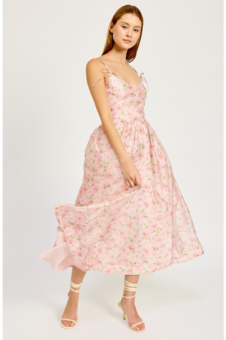 Josette Floral Midi Dress, Alternate, color, PINK FLORAL