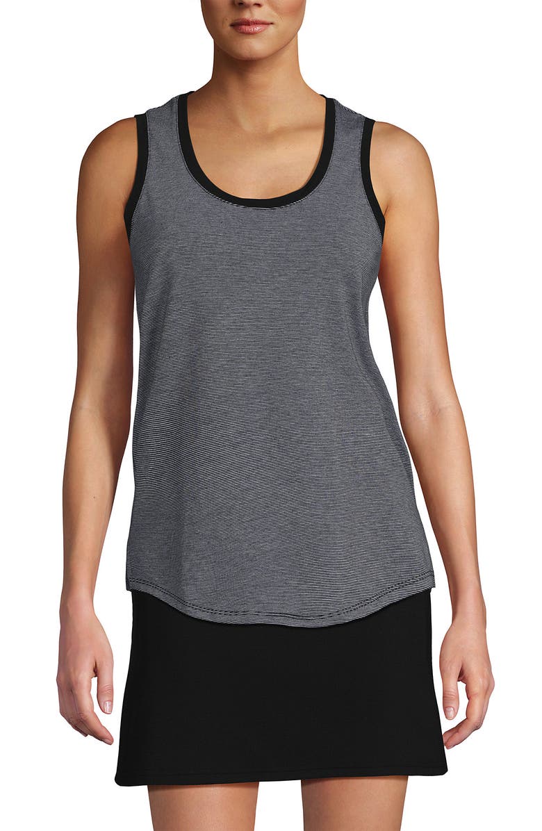 Lands' End Sleeveless Power Performance Scoop Neck Curved Hem Tunic Tank, Main, color, 