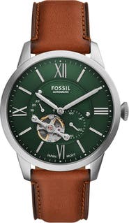 Fossil Townsman Automatic Leather Strap Watch, 44mm