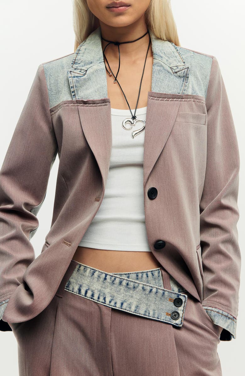 Desigual Mixed Media Pleat Pants, Alternate, color, Pink