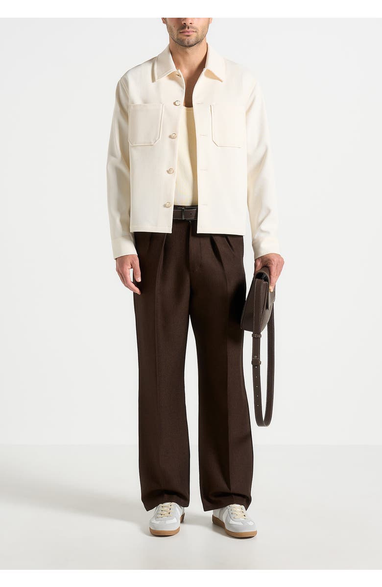 Manière De Voir Benoit Twill Cropped Shirt, Main, color, Cream