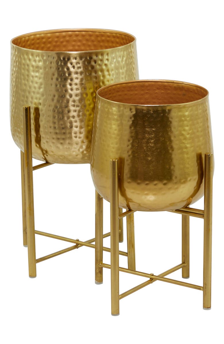 COSMO BY COSMOPOLITAN Goldtone Metal Modern Planter with Removable Stand - Set of 2, Alternate, color, 