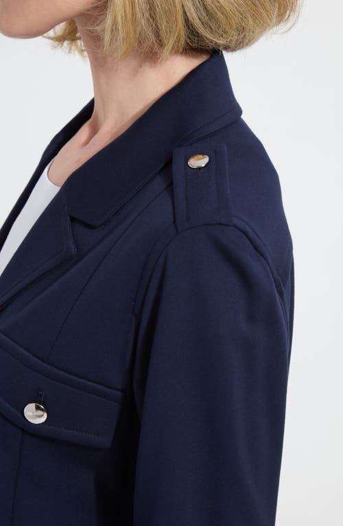 Lyssé Veronica Crop Ponte Blazer In True Navy