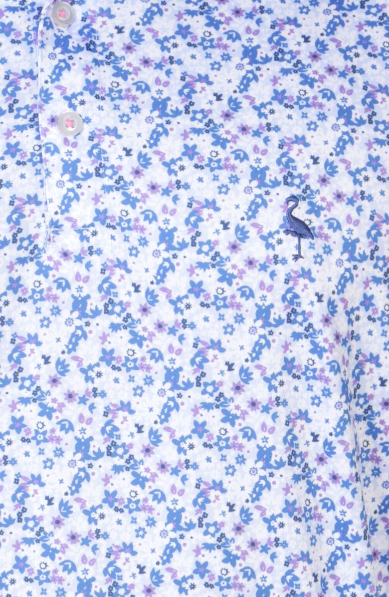 TailorByrd Ditsy Floral Print Performance Polo, Alternate, color, Blue Byrd