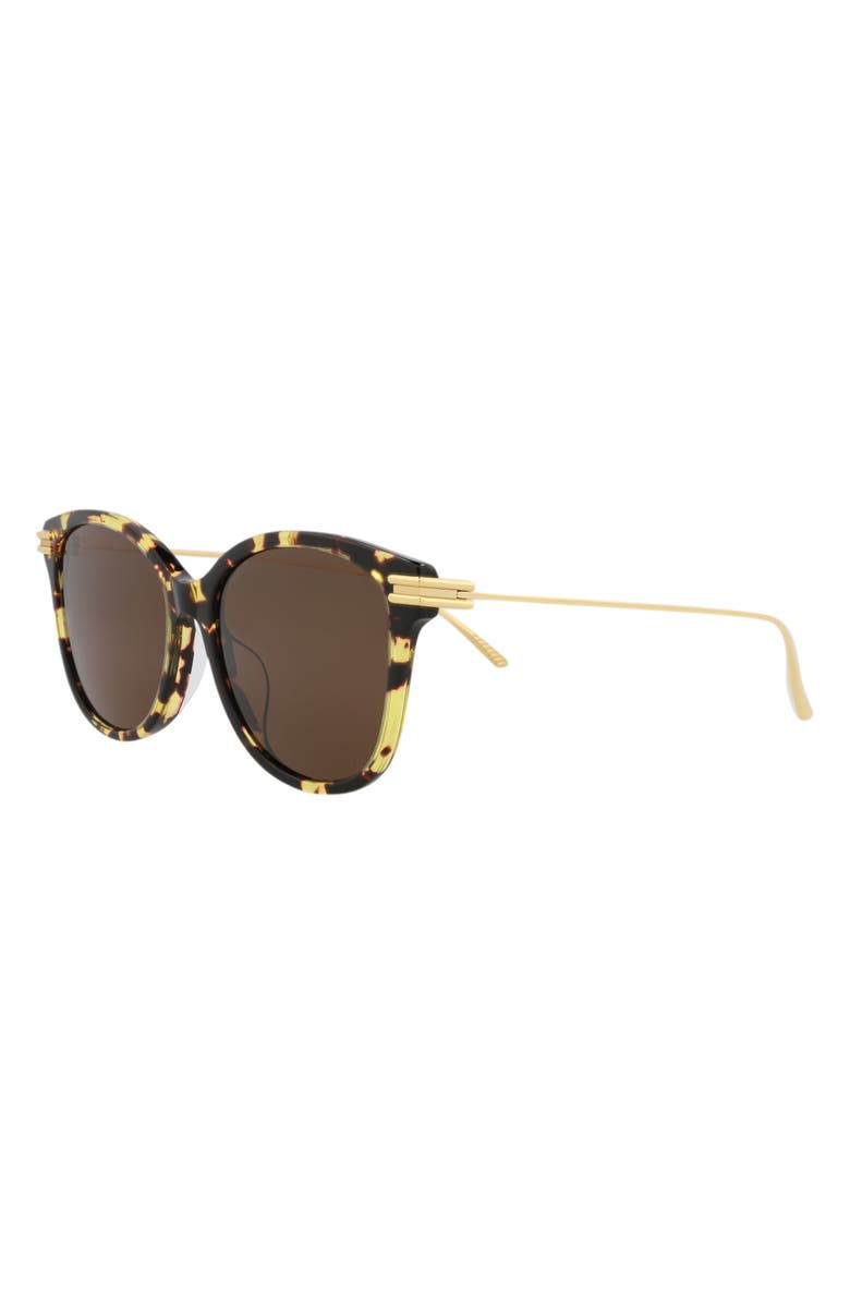Bottega Veneta 55mm Round Sunglasses, Alternate, color, Havana Gold Brown