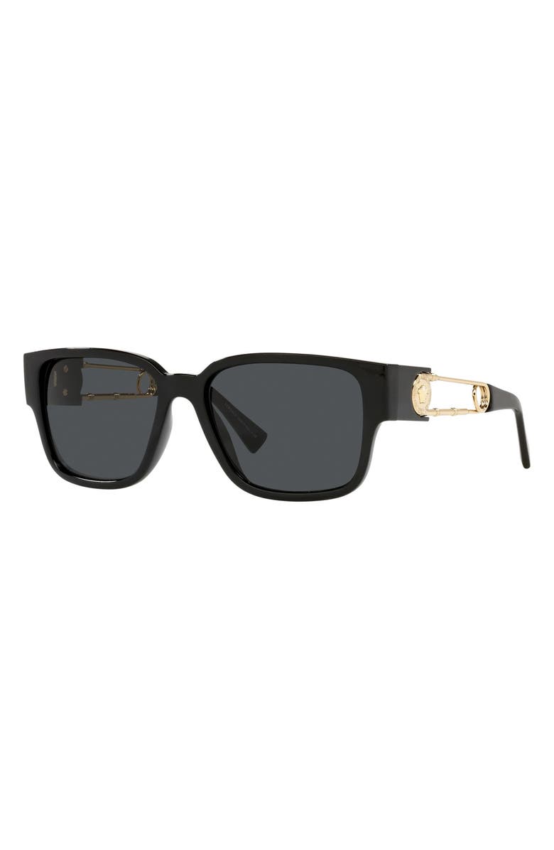 Versace Havana 57mm Rectangular Sunglasses, Alternate, color, Black/ Dark Grey