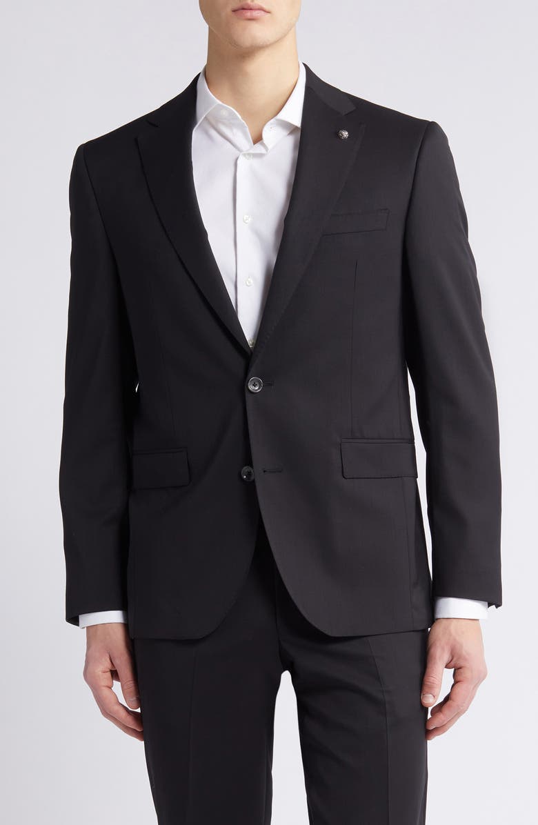 Jack Victor Solid Black Wool Suit, Alternate, color, Black