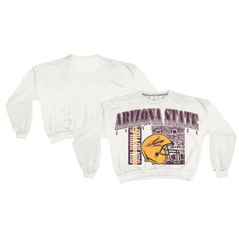 Women
s Pressbox White Arizona State Sun Devils Oversized Janice Retro Waist-Length Sweatshirt