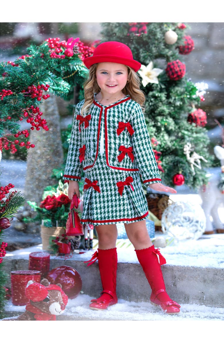 Mia Belle Girls Style And Grace Blazer And Pleated Skirt Set, Alternate, color, Green