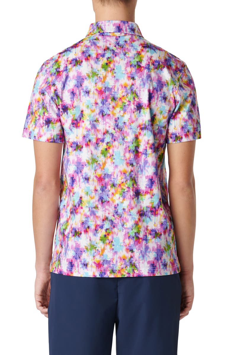 Bugatchi Hendrix Digital Watercolor Print Pima Cotton Polo, Alternate, color, Fuchsia