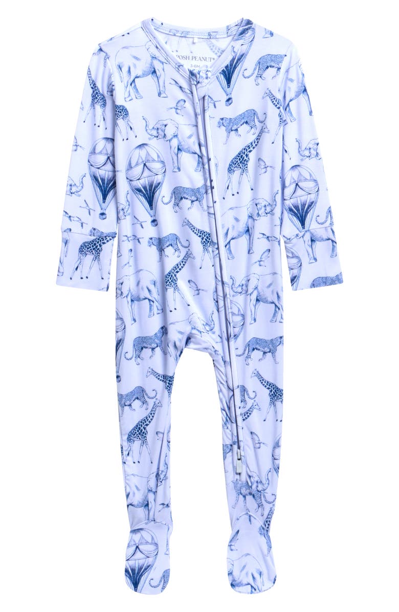 Posh Peanut Front Zip Footie, Main, color, Blue