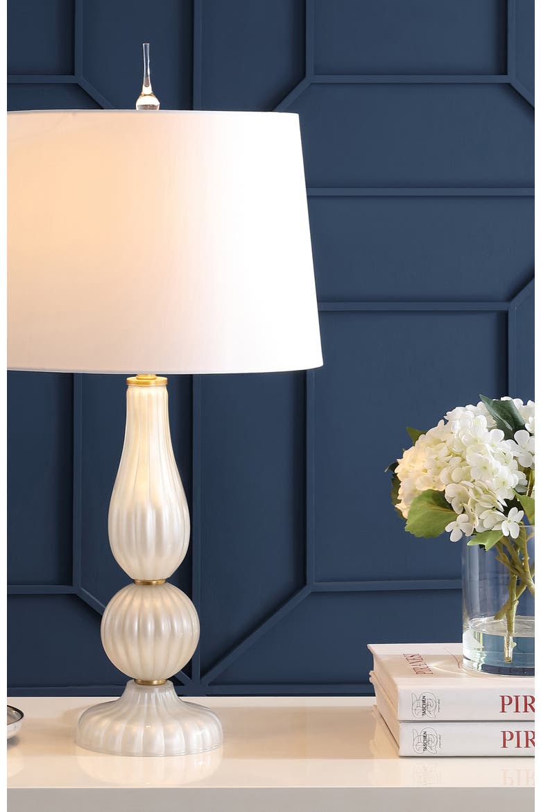 Maddie 28" Glass/Metal LED Table Lamp, Alternate, color, White Pearl