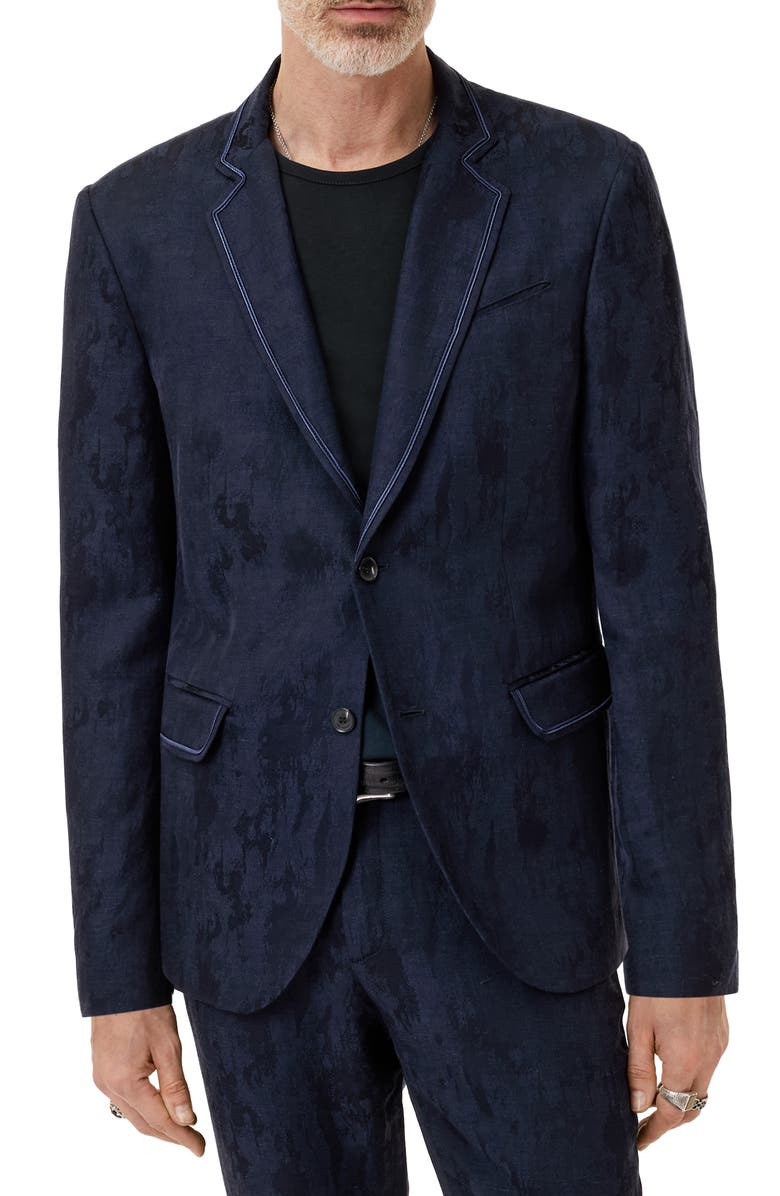 John Varvatos Della Navy Viscose & Linen Jacquard Sport Coat, Main, color, Night Sky