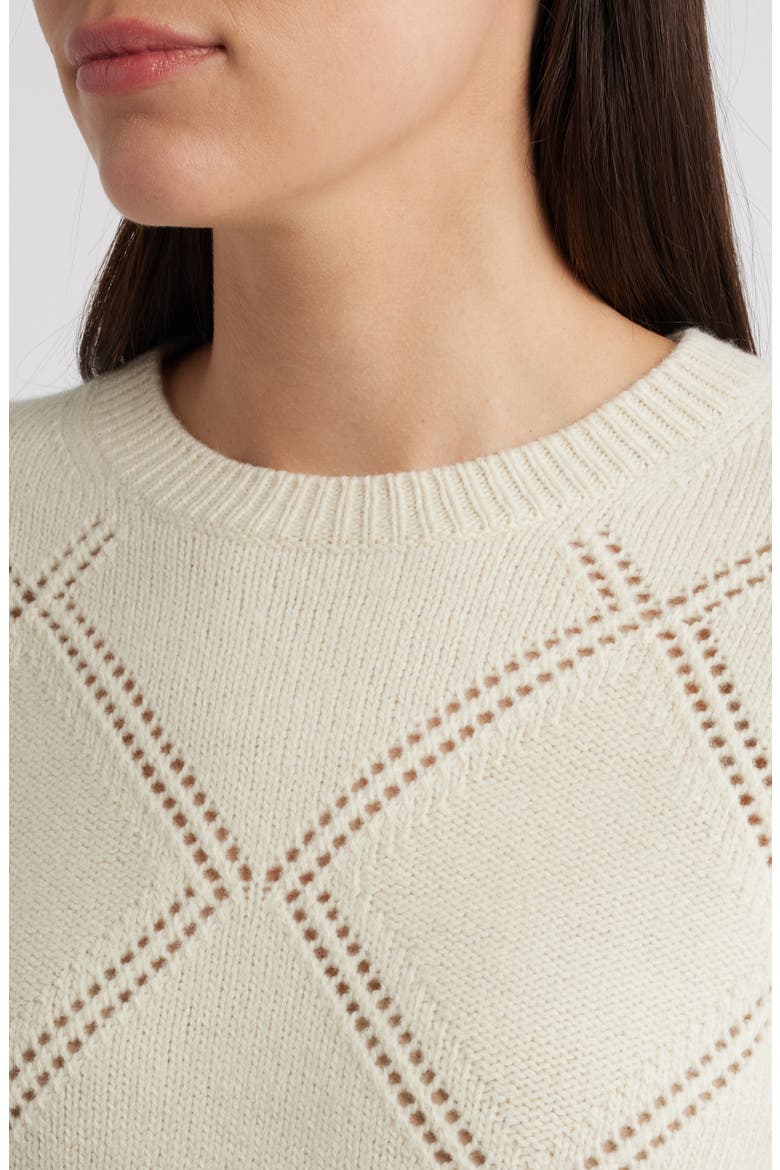 Texture Argyle Wool Sweater, Alternate, color, CREAM