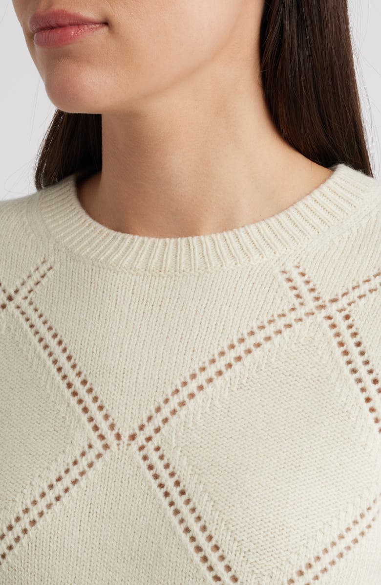 Vince Texture Argyle Wool Sweater, Alternate, color, Cream