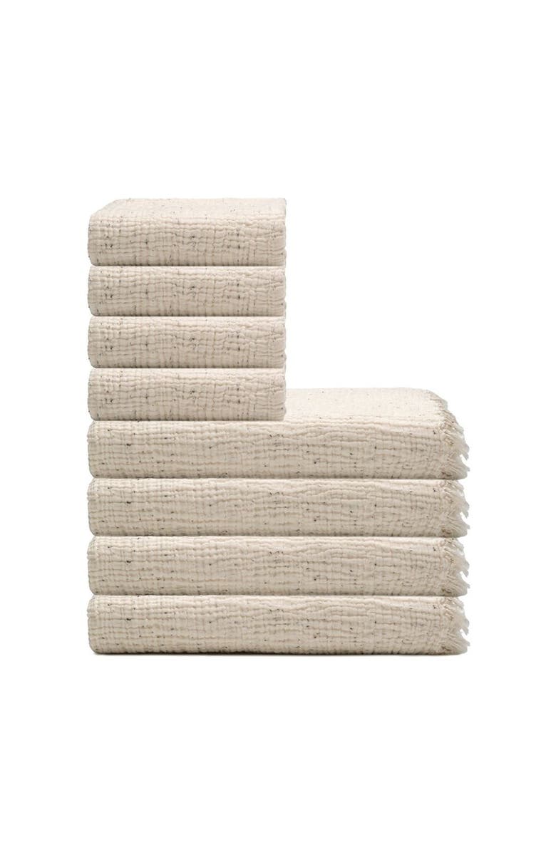 Olive & Linen Soho Supersoft 4-Layer Cotton Gauze Towel Bundle, Main, color, Ecru Black Dots