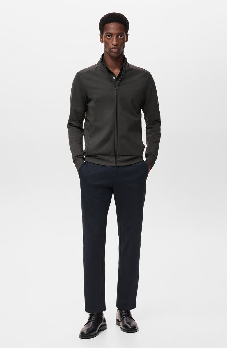 MANGO Regular Fit Performance Mock Neck Zip Sweatshirt, Alternate, color, Dark Green