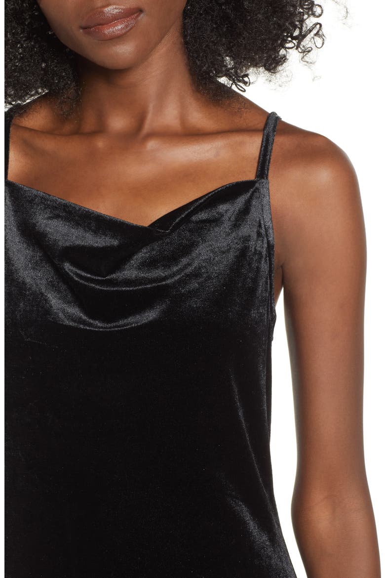 Cowl Neck Slipdress, Alternate, color, BLACK