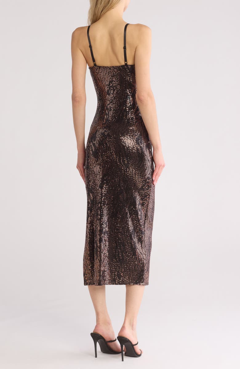 bebe Zebra Stripe Sequin Cocktail Dress, Alternate, color, Black/ Rose Gold