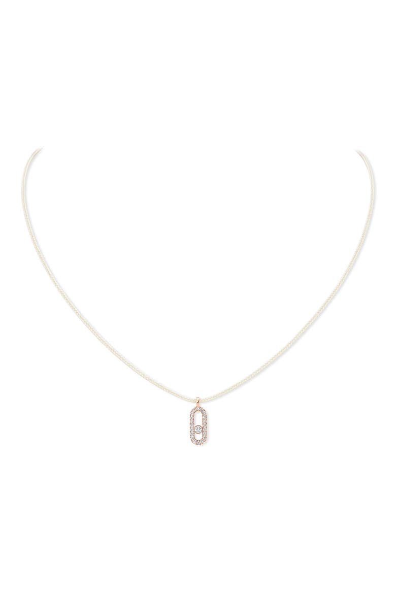 Care Diamond Pavé Pendant Cord Necklace, Main, color, PINK GOLD