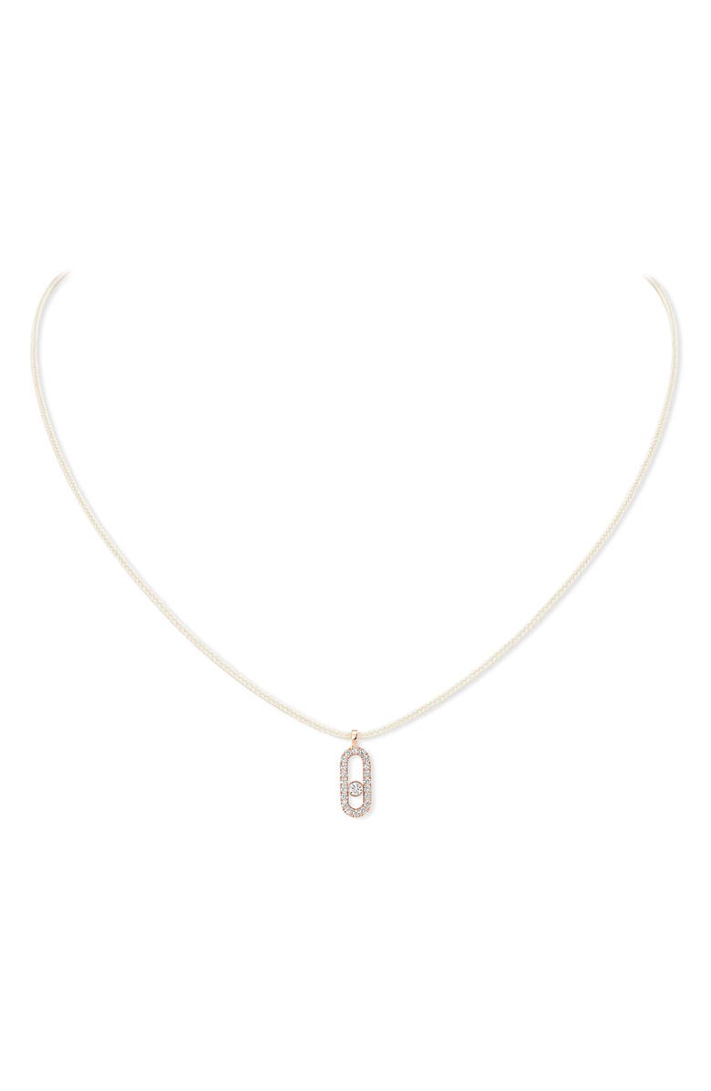 Messika Care Diamond Pavé Pendant Cord Necklace, Main, color, Pink Gold
