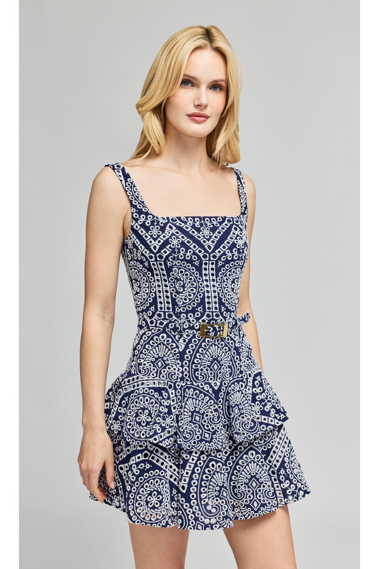 Lisette Cotton Eyelet Dress, Alternate, color, Navy/White