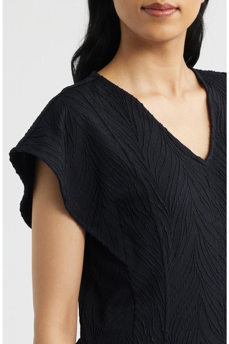 Texture Flutter Sleeve Top, Alternate, color, ANNE BLACK