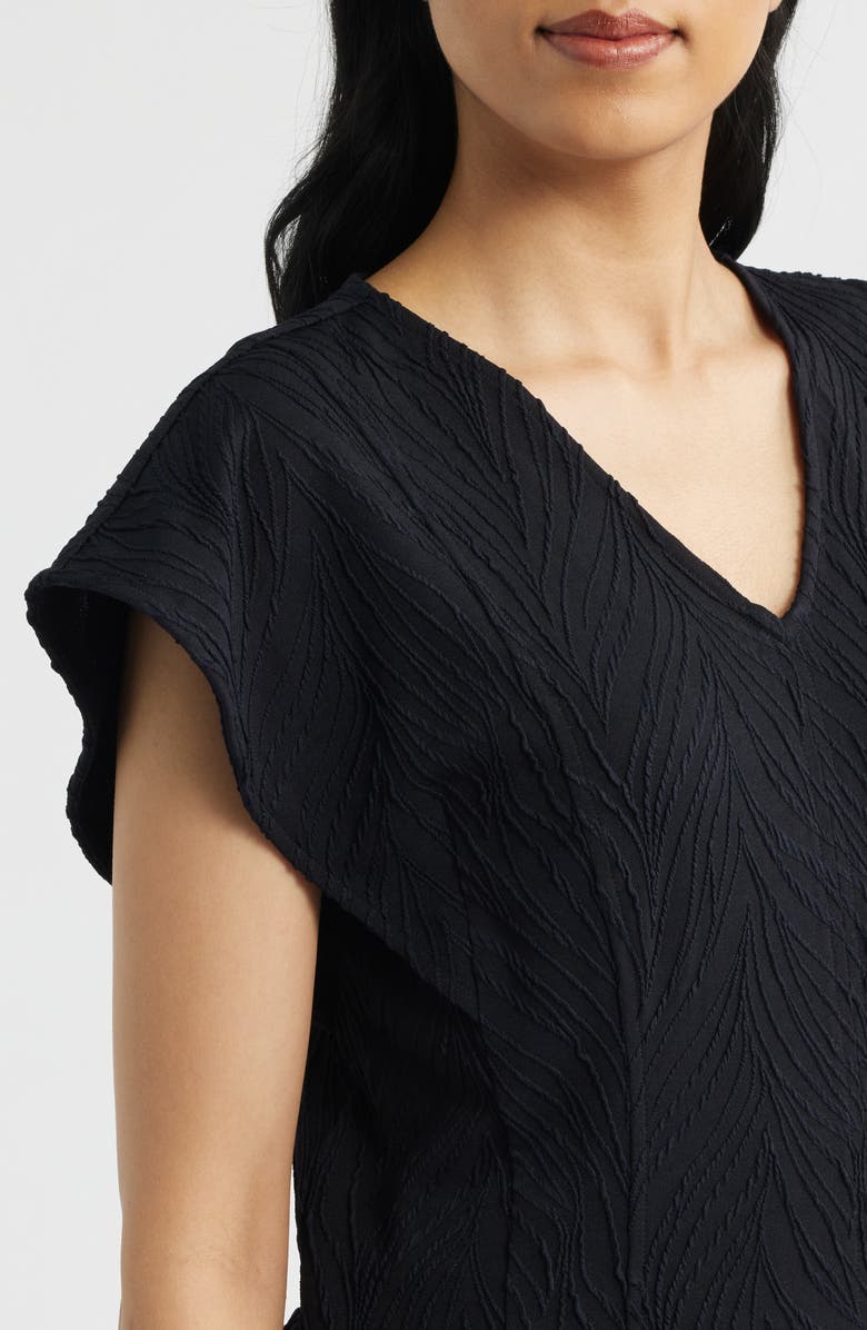 Anne Klein Texture Flutter Sleeve Top, Alternate, color, Anne Black