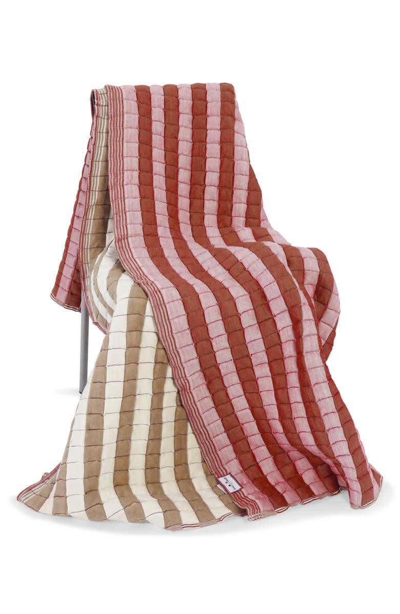 Inner Child Dusty Pink & Taupe Reversible Sujani Quilt, Alternate, color, Queen