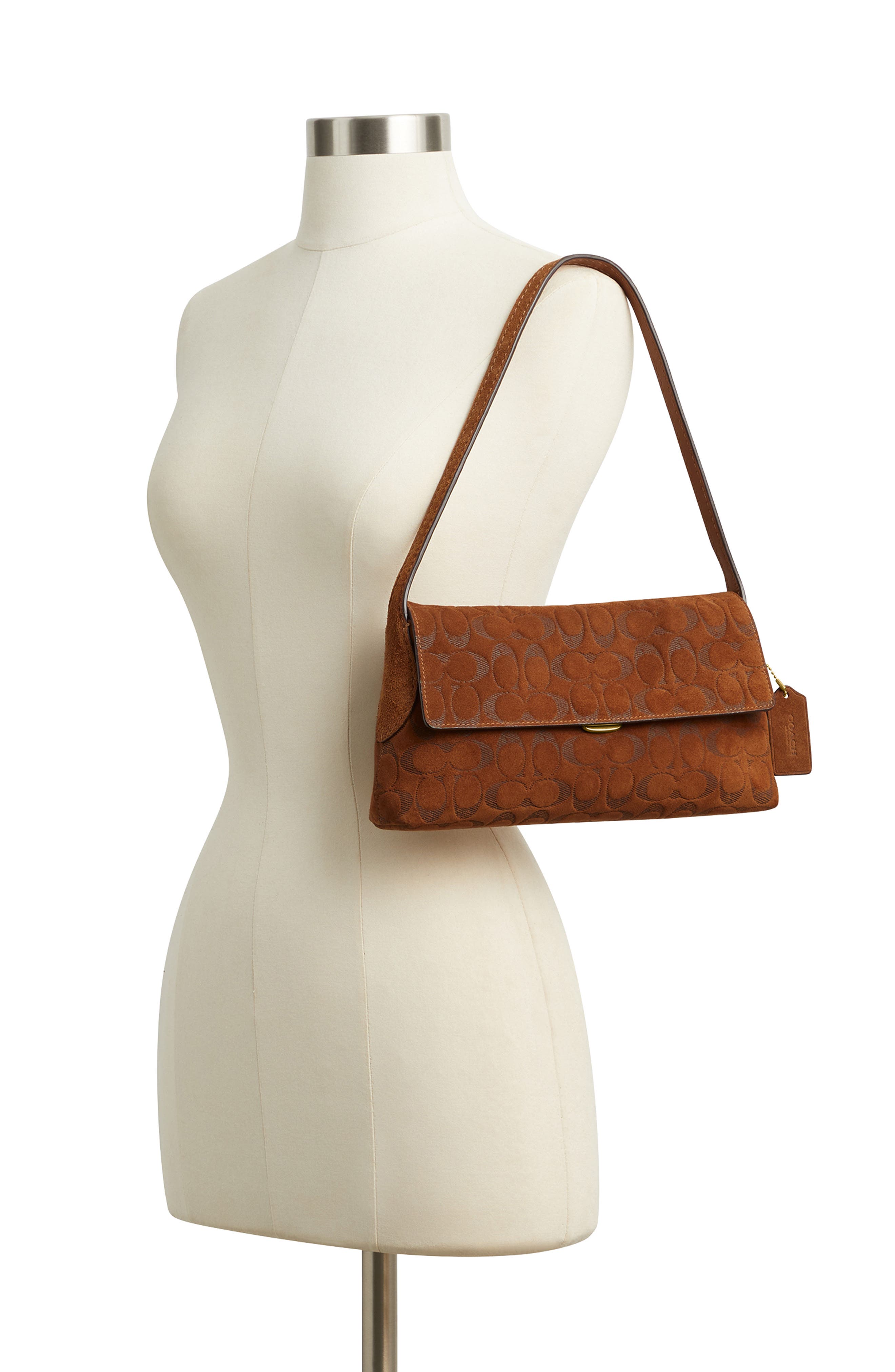 Chelsea 26 Signature Suede Shoulder Bag, Alternate, color, B4/ TOBACCO