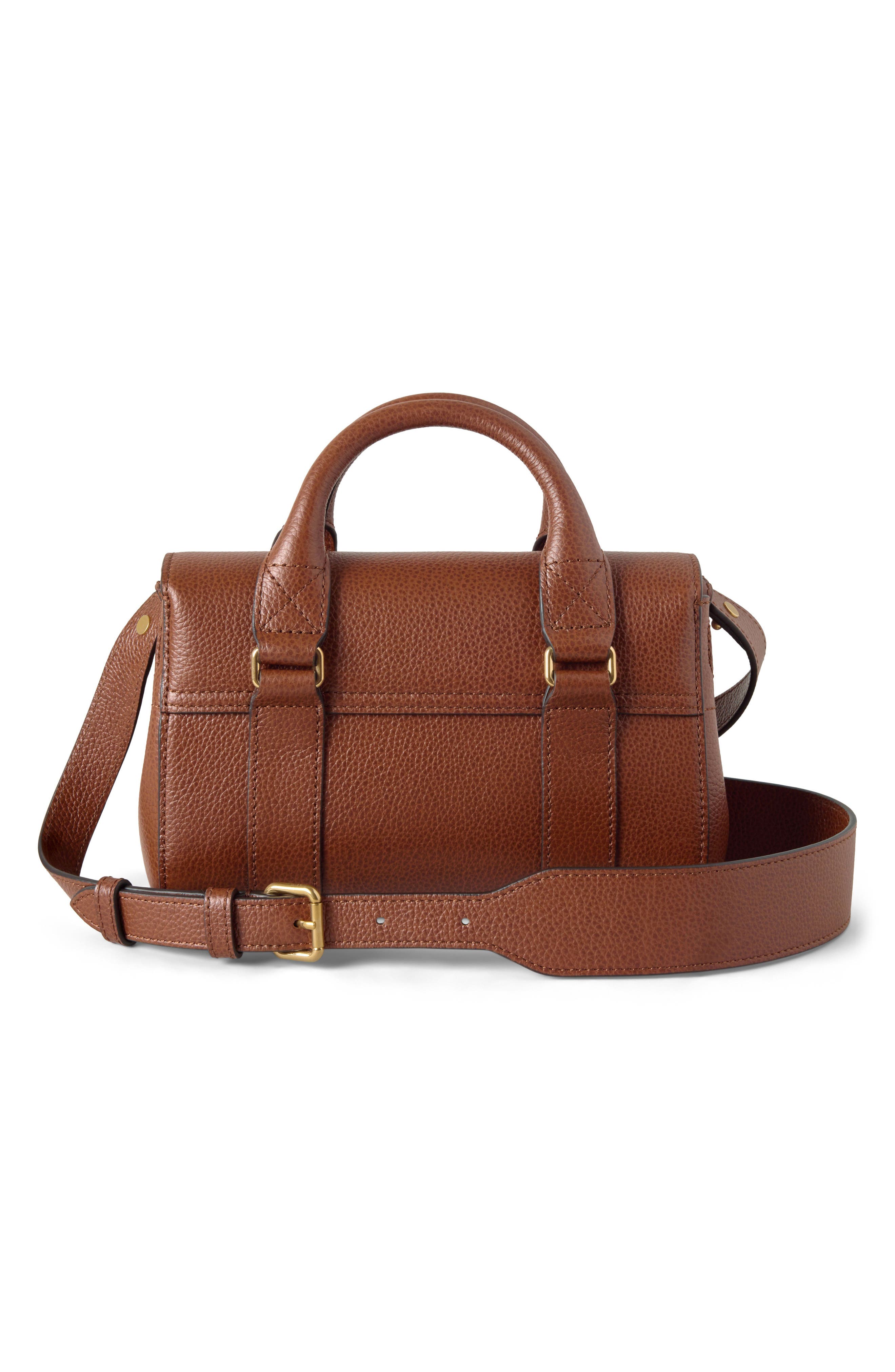 Mini Bayswater Grained Leather Handbag, Alternate, color, OAK