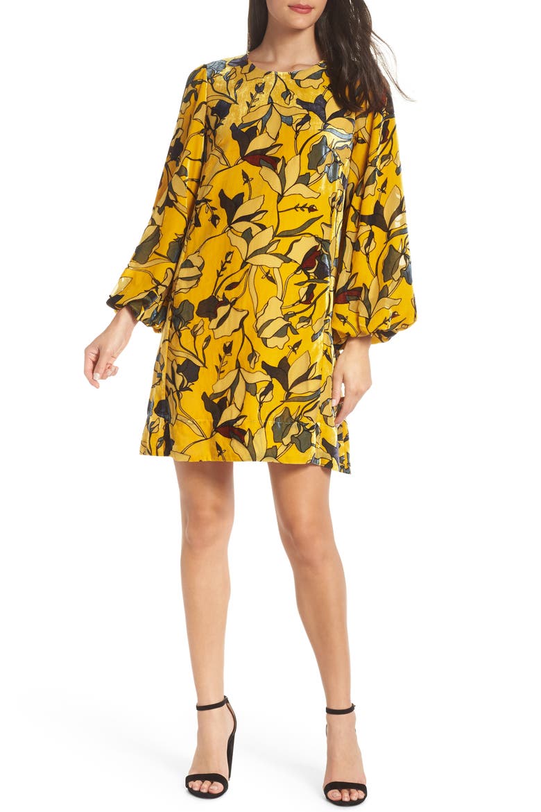 Aventine Velvet Tunic Dress, Main, color, CALLUNA YELLOW
