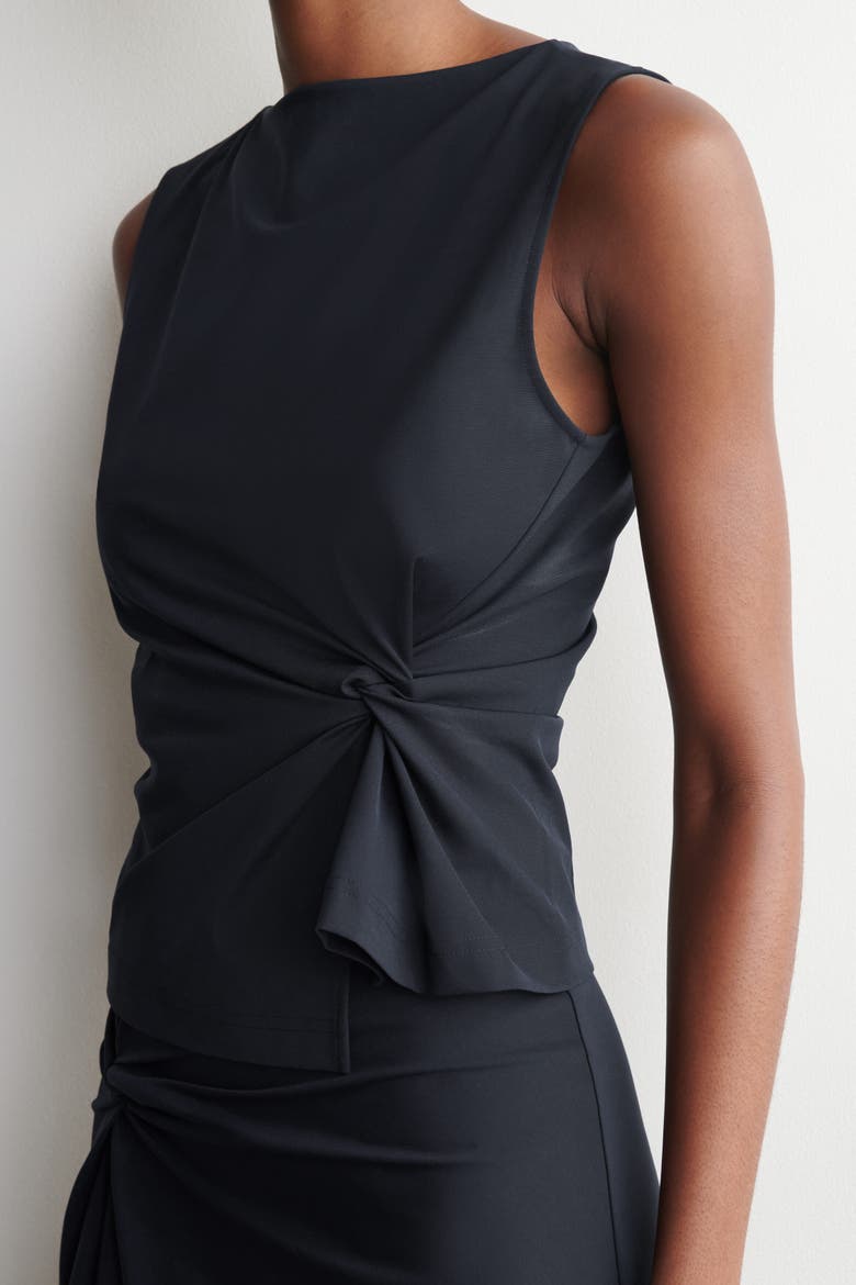 Twist-Detail Jersey Top, Alternate, color, NAVY