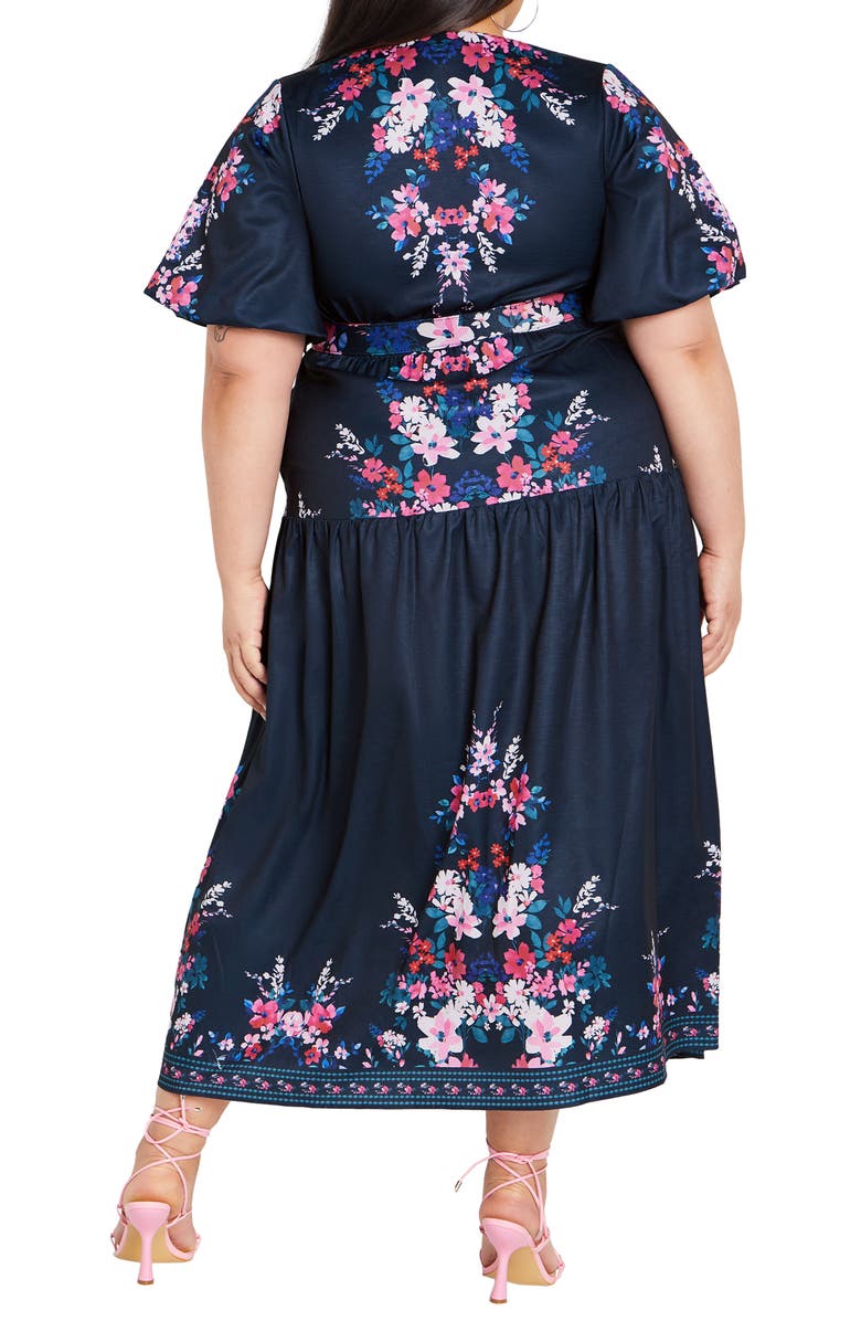 City Chic Zuri Floral Belted Midi Dress, Alternate, color, 